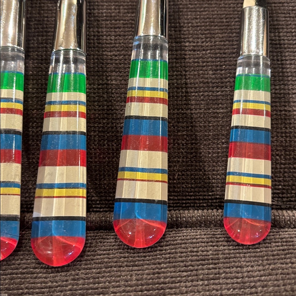 BryLane Home Stainless service of 4 -5 piece Colorful Striped Cutlery Set - Picture 4 of 10
